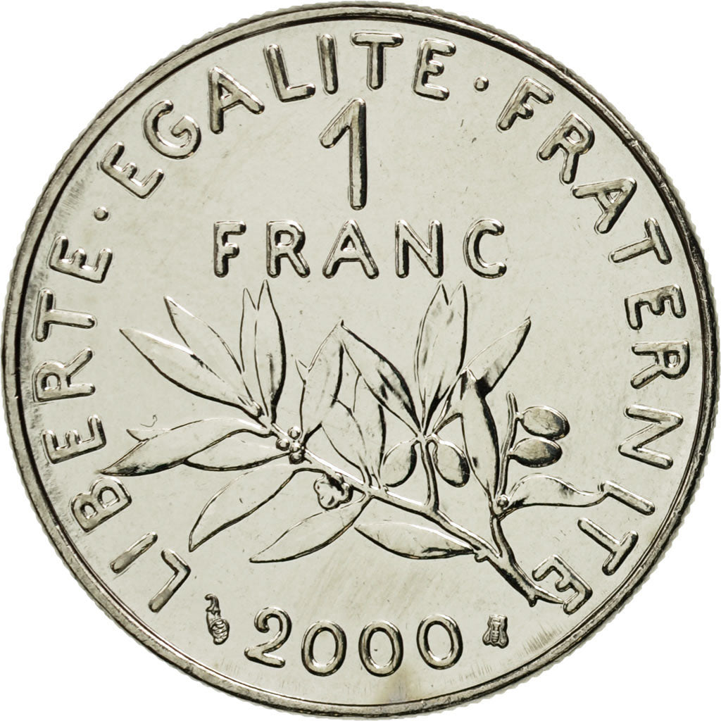 France, Semeuse, Franc, 2000, Paris, MS(65-70), Gold, KM:925.1a, Gadoury:474