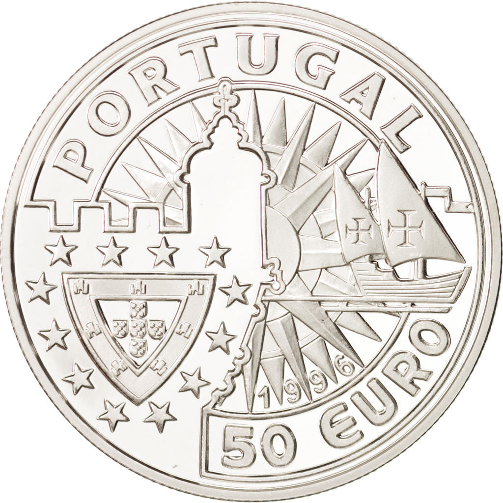 PORTUGAL, 25 ECU, 1996, Lisbon, KM #53, MS(65-70), Silver, 37, 28.00
