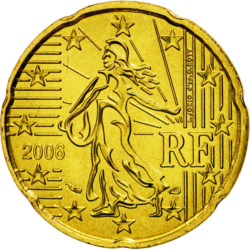 Coin, France, 20 Euro Cent, 2006, MS(65-70), Brass, KM:1286