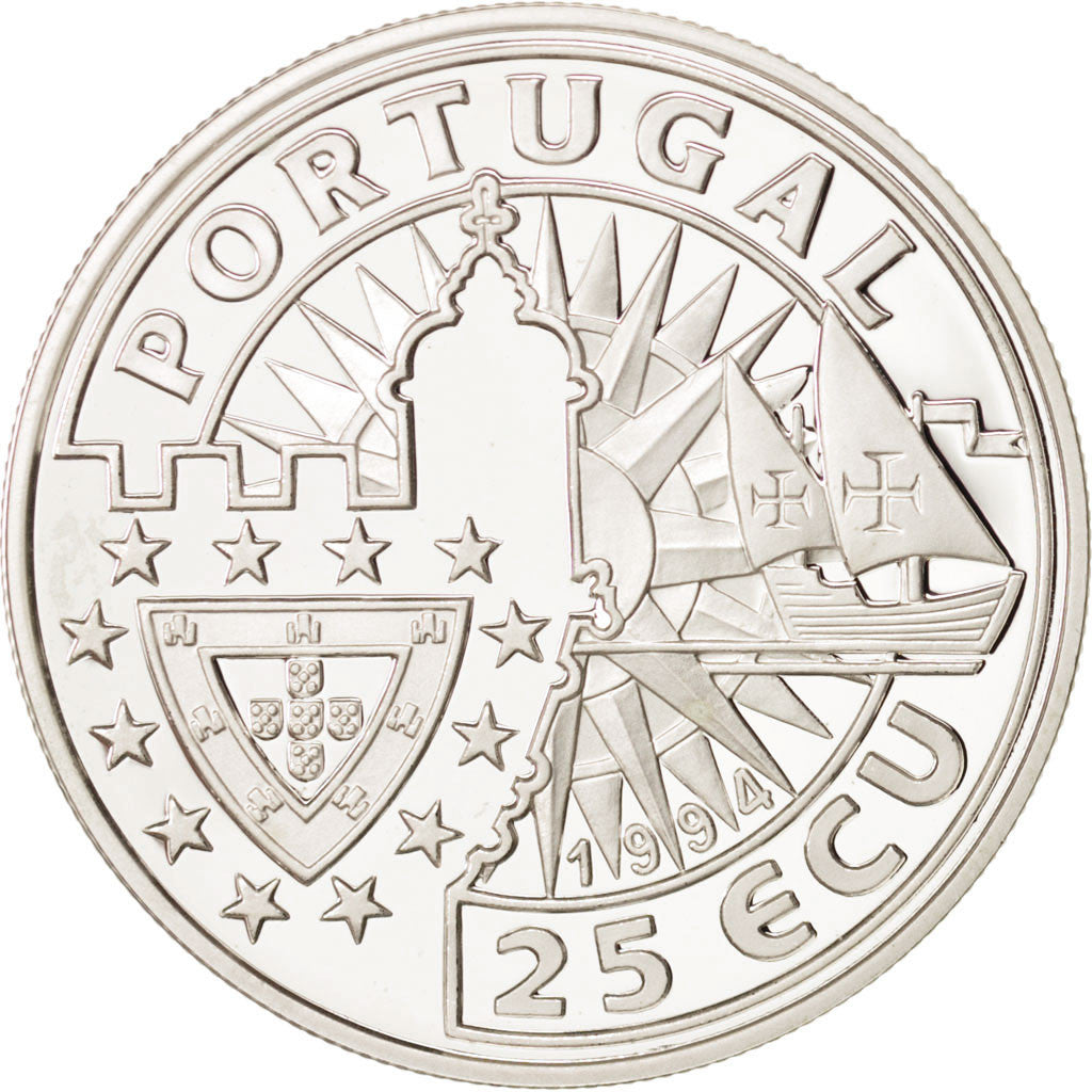 Portugal, 25 Ecu, 1994, MS(65-70), Silver, 28.00