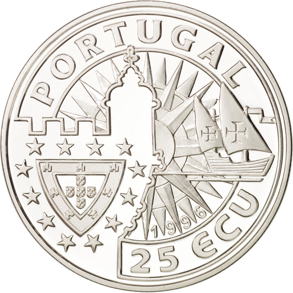 Portugal, 25 Ecu, 1996, MS(65-70), Silver, 28.00