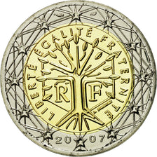 France, 2 Euro, 2007, MS(65-70), Bi-Metallic, KM:1414