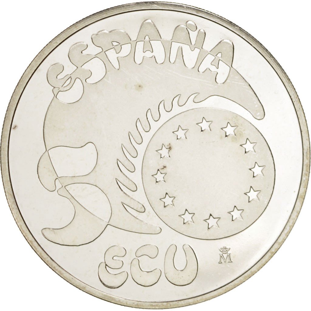 Spain, 5 Ecu, 1989, KM #M24, MS(65-70), Silver, 42, 33.61