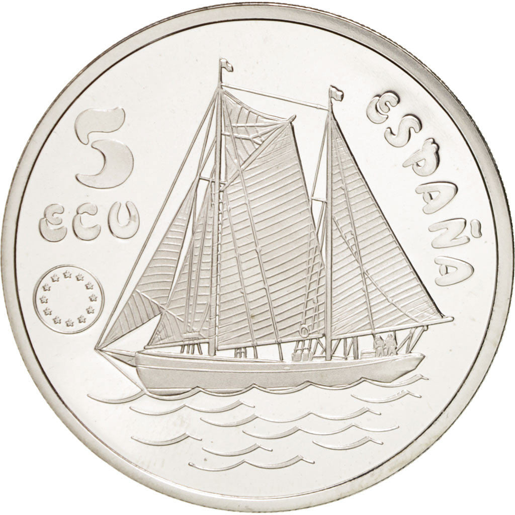 SPAIN, 5 ECU, 1993, KM #M9, MS(65-70), Silver, 33.61