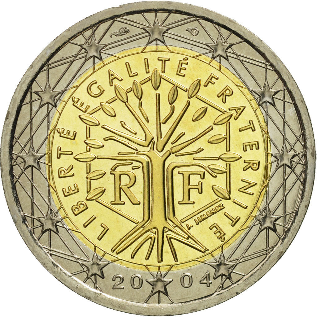 France, 2 Euro, 2004, MS(65-70), Bi-Metallic, KM:1289