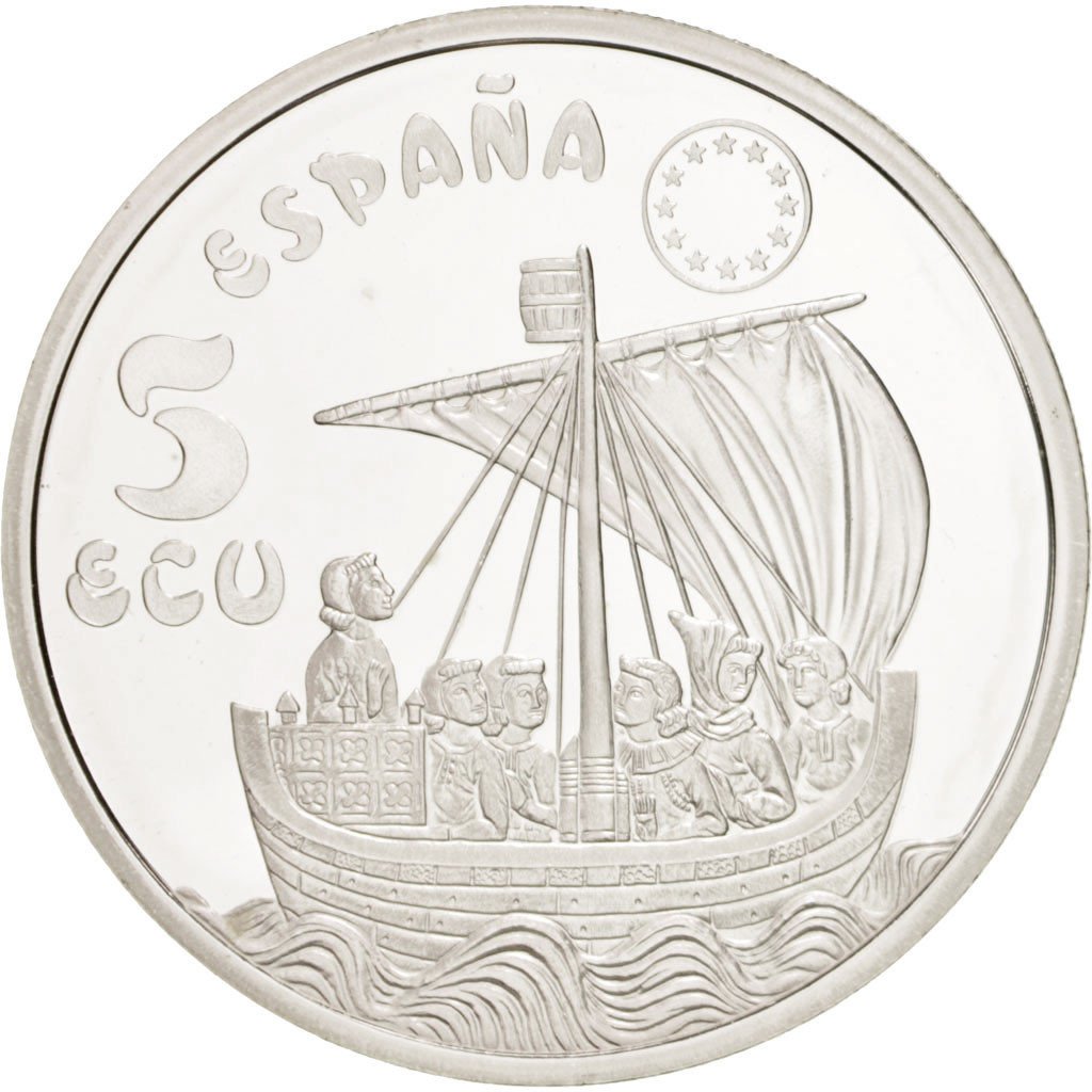 Spain, 5 Ecu, 1996, KM #M17, MS(65-70), Silver, 33.61