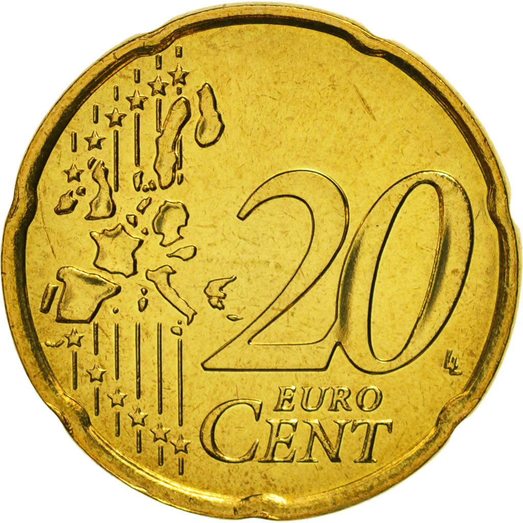 Coin, France, 20 Euro Cent, 2002, MS(65-70), Brass, KM:1286
