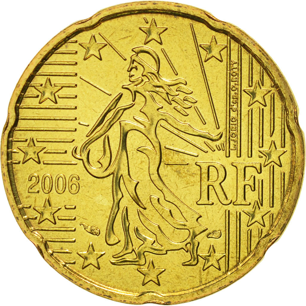 Coin, France, 20 Euro Cent, 2006, MS(65-70), Brass, KM:1286