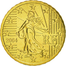 France, 10 Euro Cent, 2004, MS(65-70), Brass, KM:1285