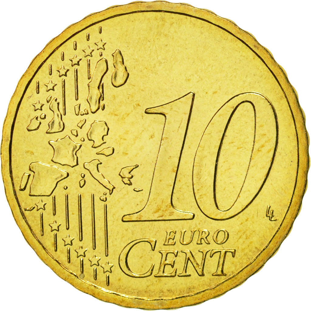 France, 10 Euro Cent, 2004, MS(65-70), Brass, KM:1285