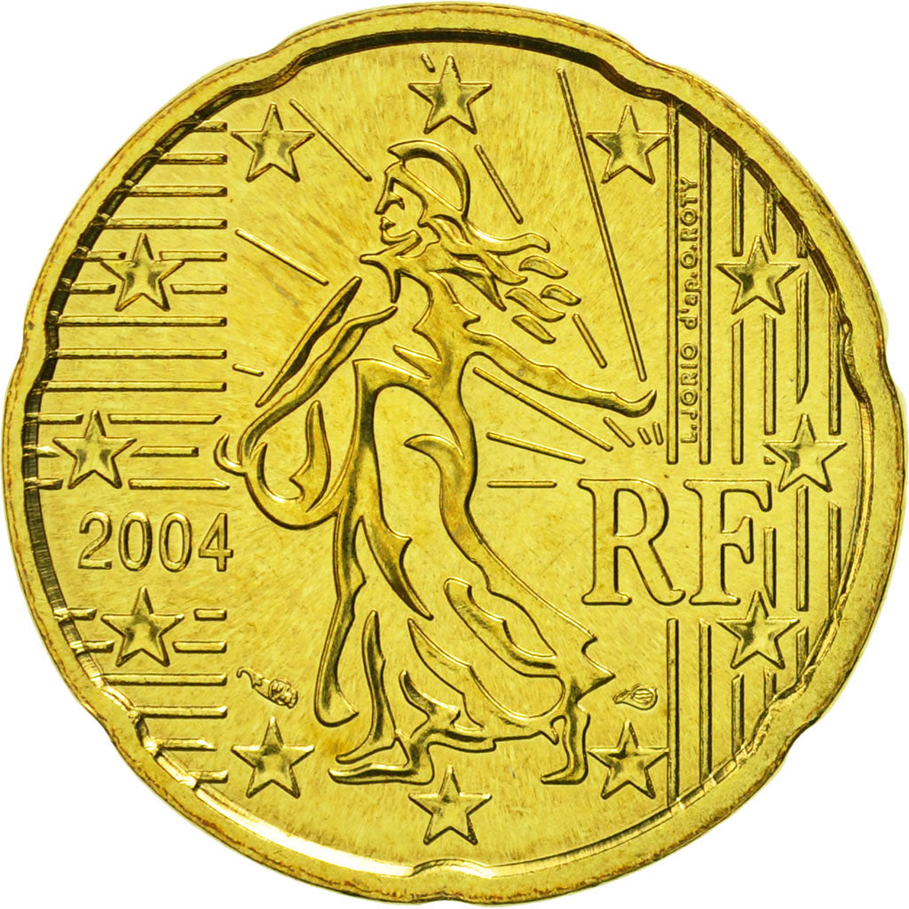 Coin, France, 20 Euro Cent, 2004, MS(65-70), Brass, KM:1286