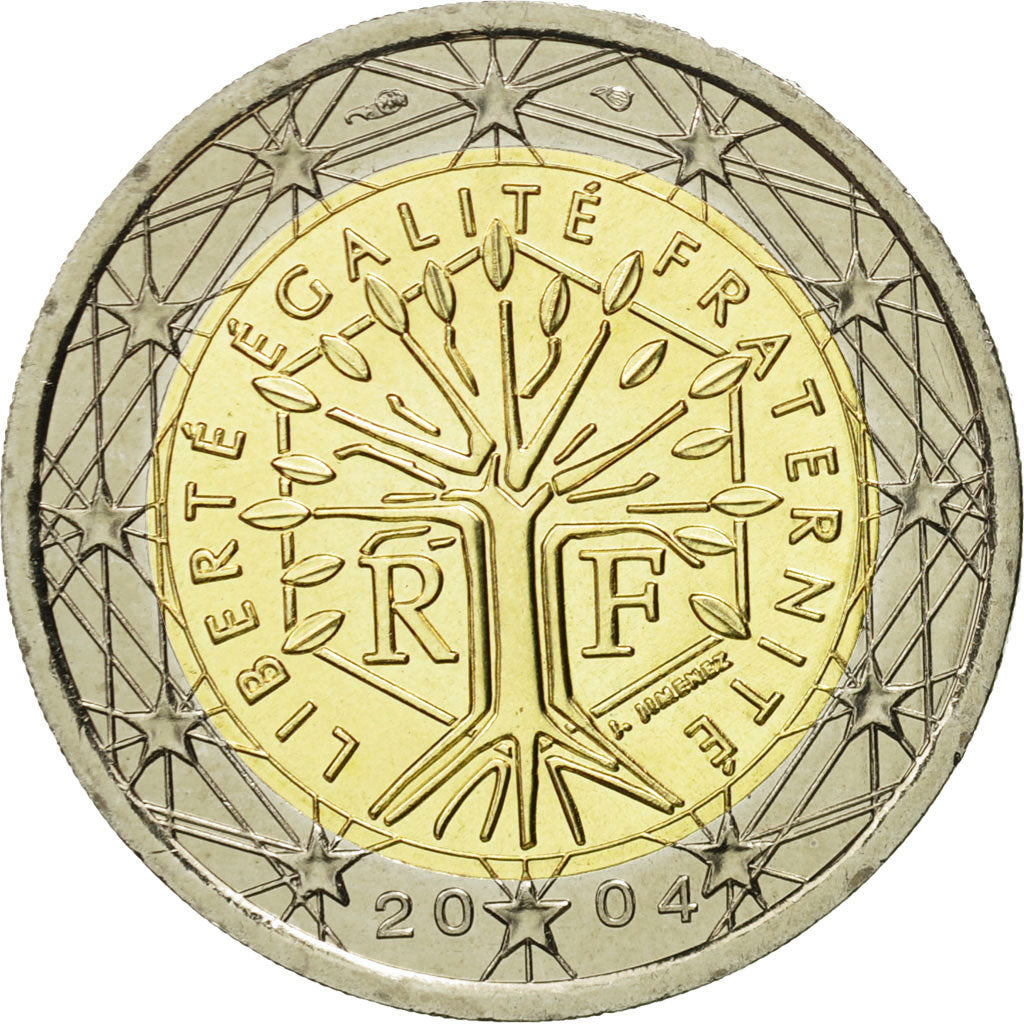 Coin, France, 2 Euro, 2004, MS(65-70), Bi-Metallic, KM:1289