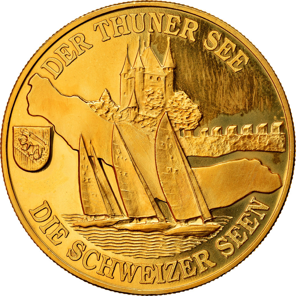 Svizzera, medaglia, Der Thuner See, Die Schweizer Seen, SPL+, Doratura in