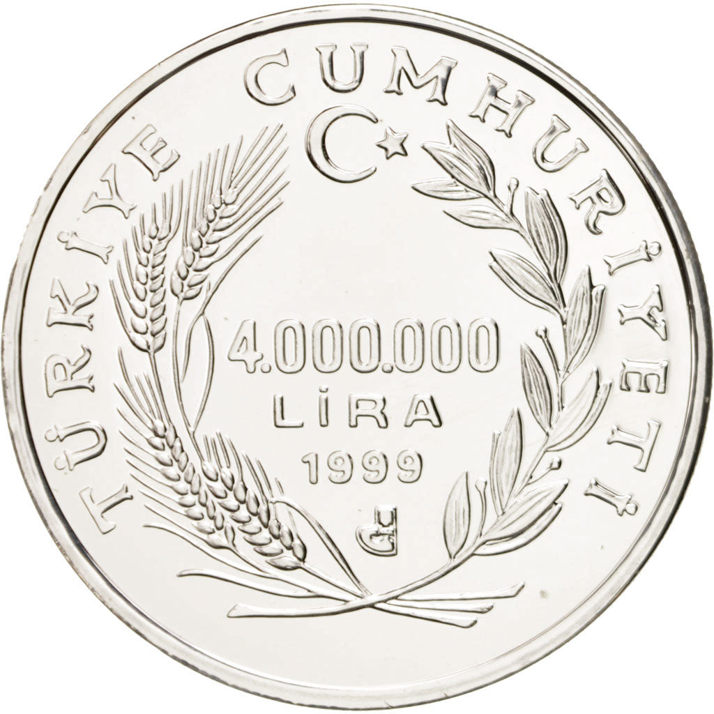 Munten, Turkije, 4000000 Lira, 1999, FDC, Zilver, KM:1109