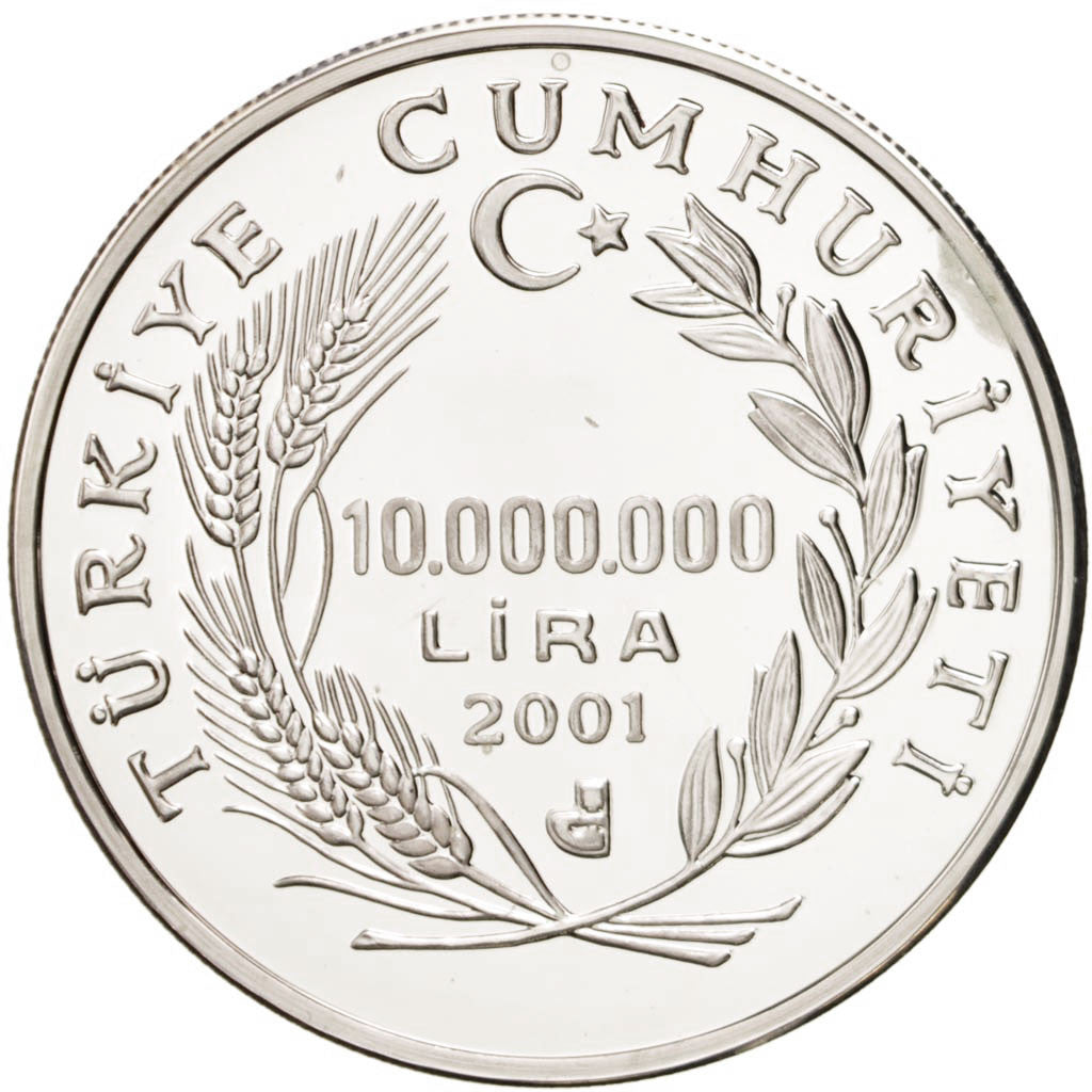 Turchia, 10000000 Lira, 2001, FDC, Argento, KM:1159