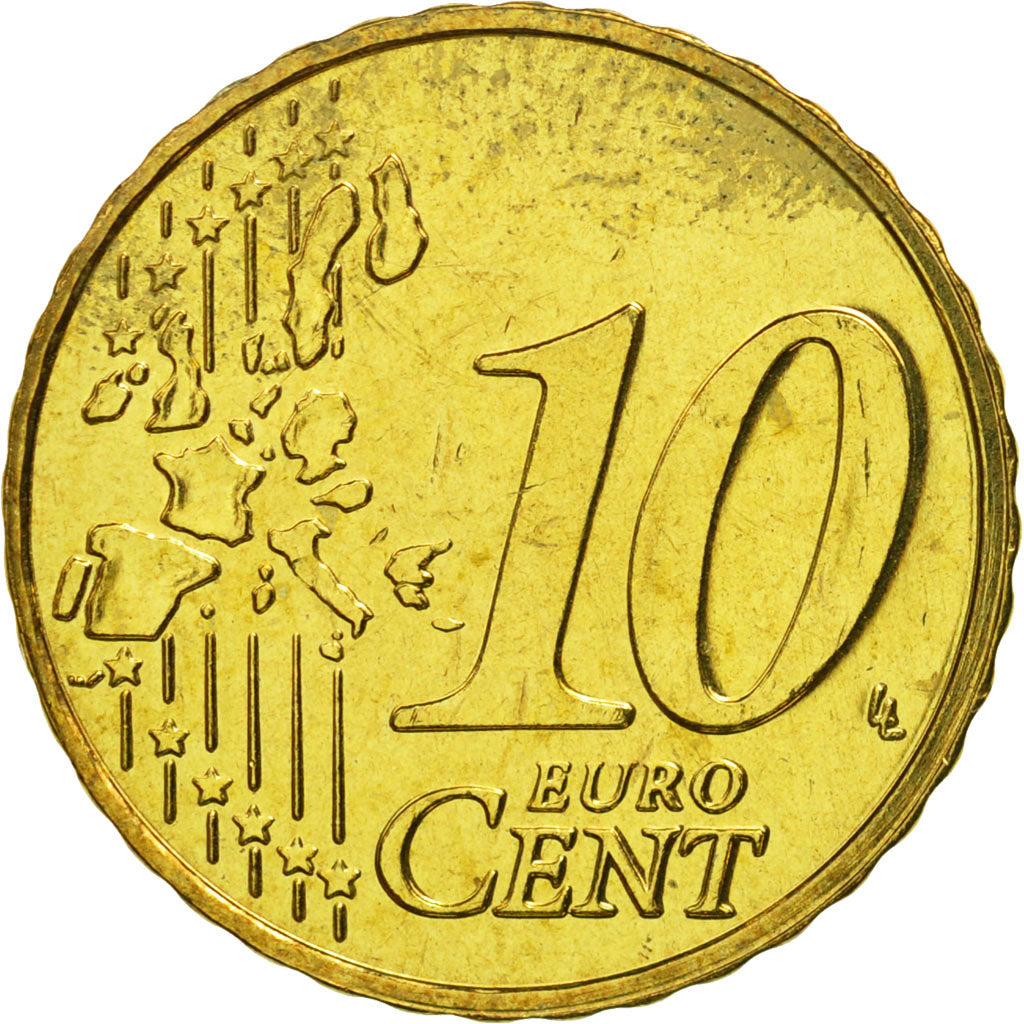 Belgium, 10 Euro Cent, 2003, MS(65-70), Brass, KM:227