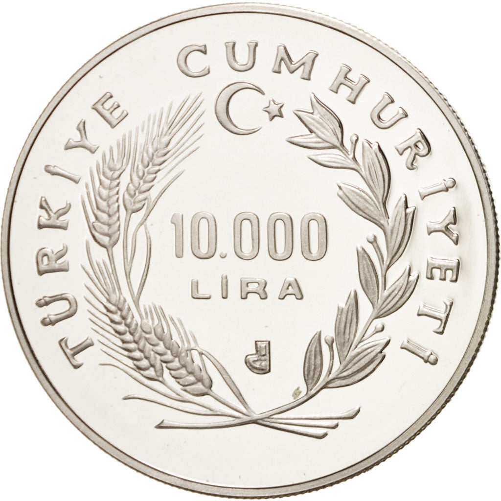 Moneta, Turchia, 10000 Lira, 10 Bin Lira, 1988, FDC, Argento, KM:984