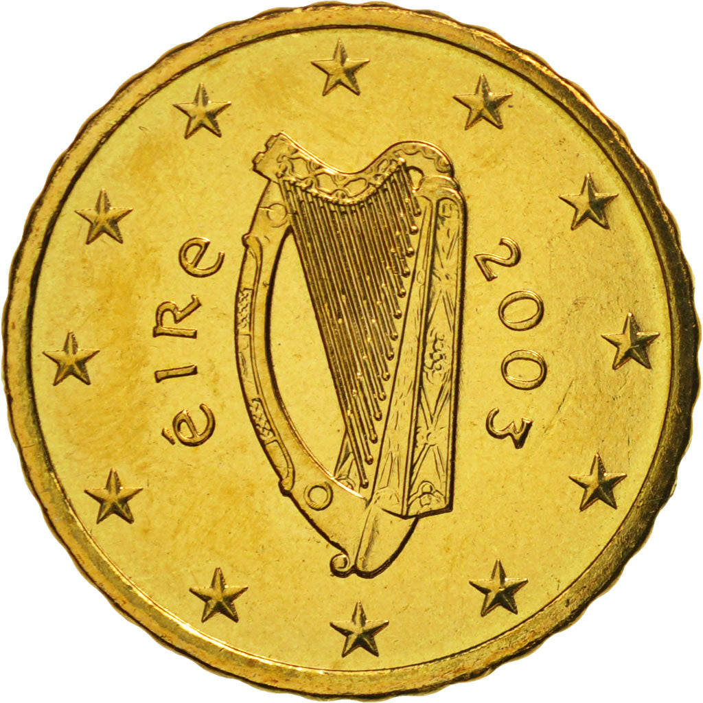 REPÚBLICA DE IRLANDA, 10 Euro Cent, 2003, FDC, Latón, KM:35