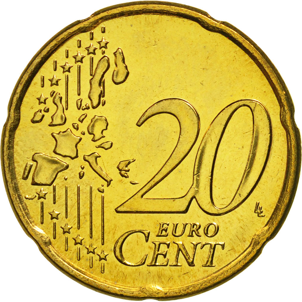 REPUBLIKA IRLANDII, 20 Euro Cent, 2003, Sandyford, MS(65-70), Mosiądz, KM:36