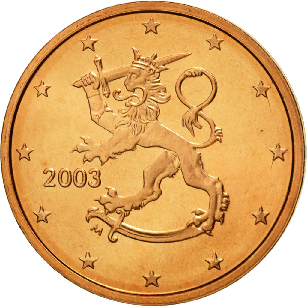 Finlandia, 2 Euro Cent, 2003, Vantaa, MS(65-70), Miedź platerowana stalą