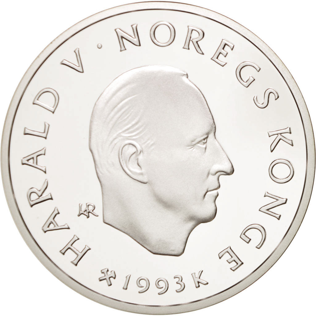 Moneta, Norvegia, Harald V, 100 Kroner, 1993, FDC, Argento, KM:450