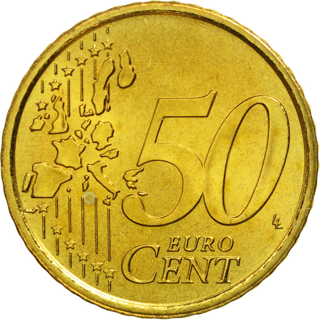 San Marino, 50 Euro Cent, 2002, MS(65-70), Brass, KM:445