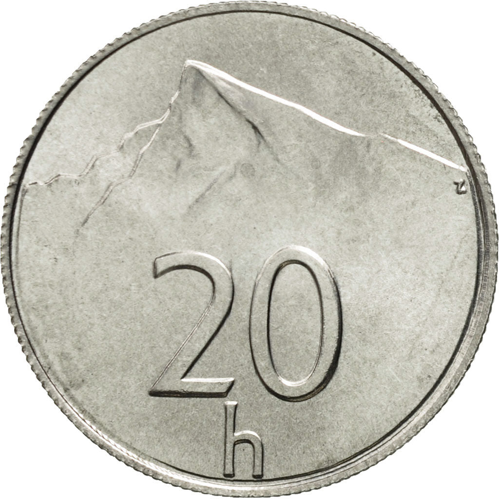 Coin, Slovakia, 20 Halierov, 2001, MS(65-70), Aluminum, KM:18