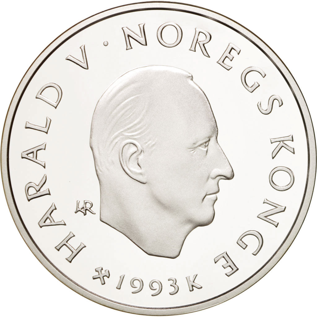 Munten, Noorwegen, Harald V, 100 Kroner, 1993, FDC, Zilver, KM:449