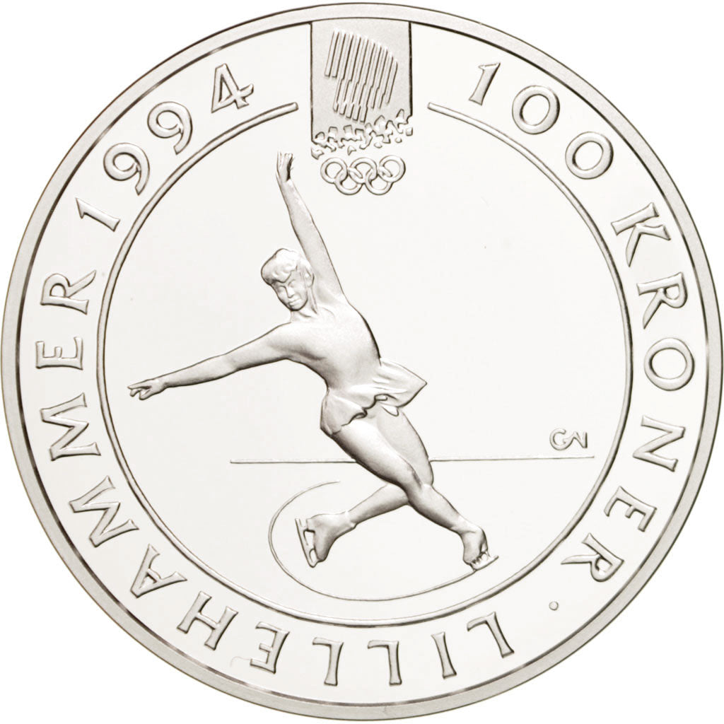 Munten, Noorwegen, Harald V, 100 Kroner, 1993, FDC, Zilver, KM:449