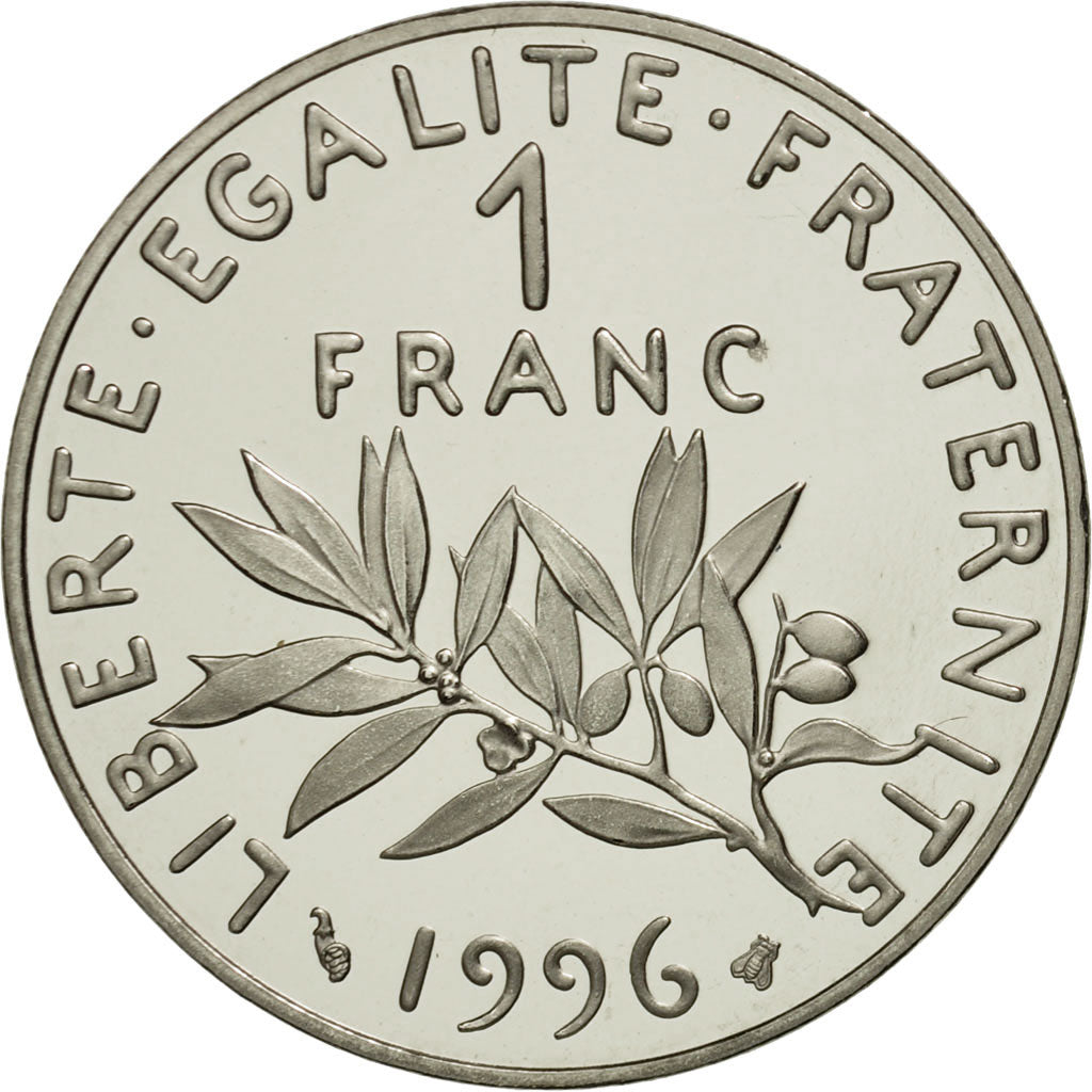 France, Semeuse, Franc, PROOF, 1996, MS(65-70), Nickel, KM:925.2, Gadoury:474b