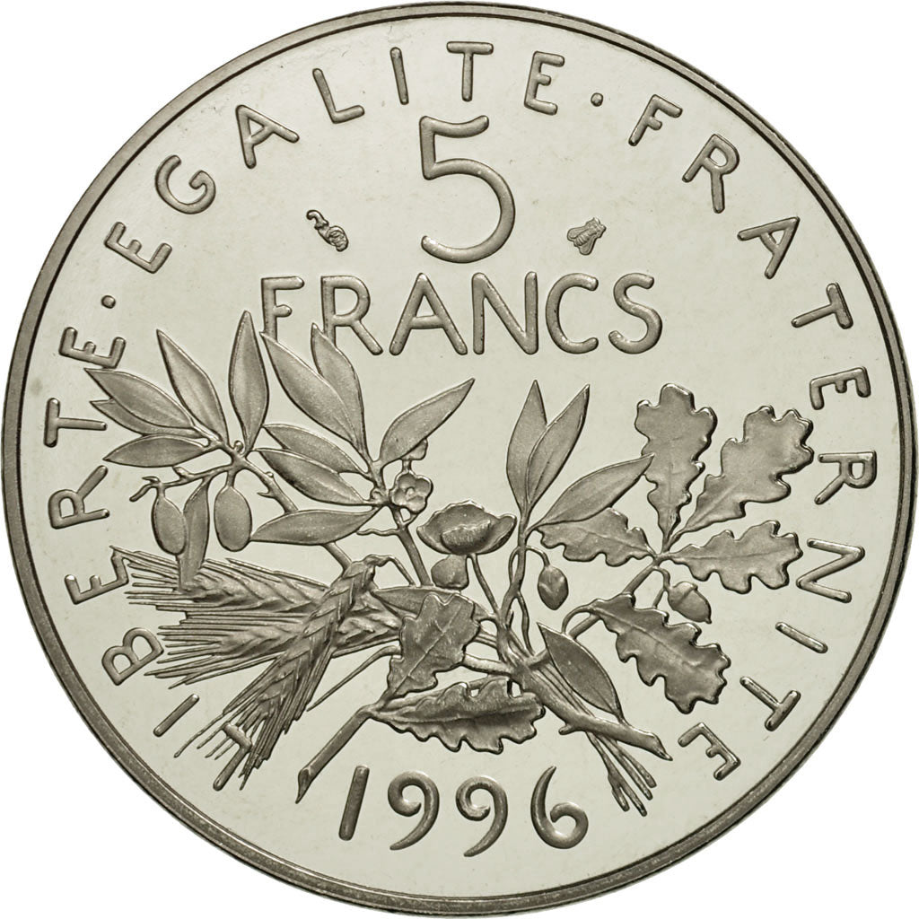 France, Semeuse, 5 Francs, PROOF, 1996, MS(65-70), Nickel Clad Copper-Nickel