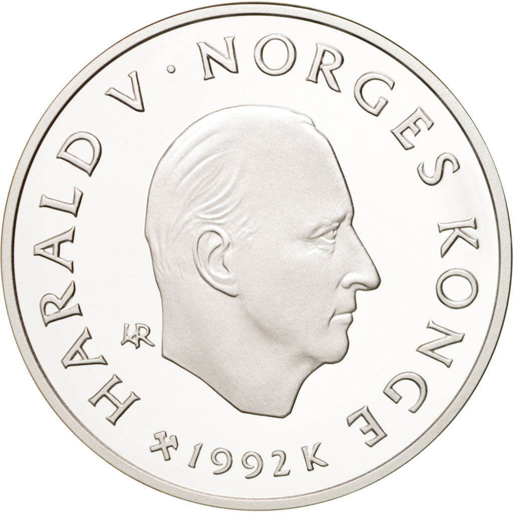 NORWAY, 100 Kroner, 1992, KM #441, MS(65-70), Silver, 33.61