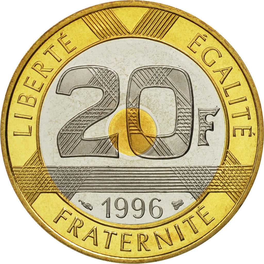 France, Mont Saint Michel, 20 Francs, PROOF,1996, Paris, MS(65-70), Tri-Metallic