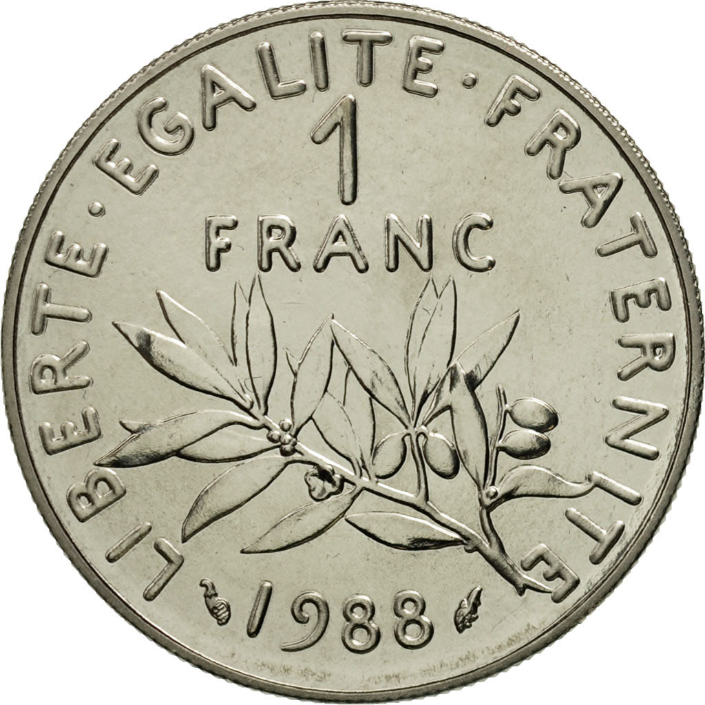 Coin, France, Semeuse, Franc, 1988, Paris, MS(65-70), Nickel, KM:925.1