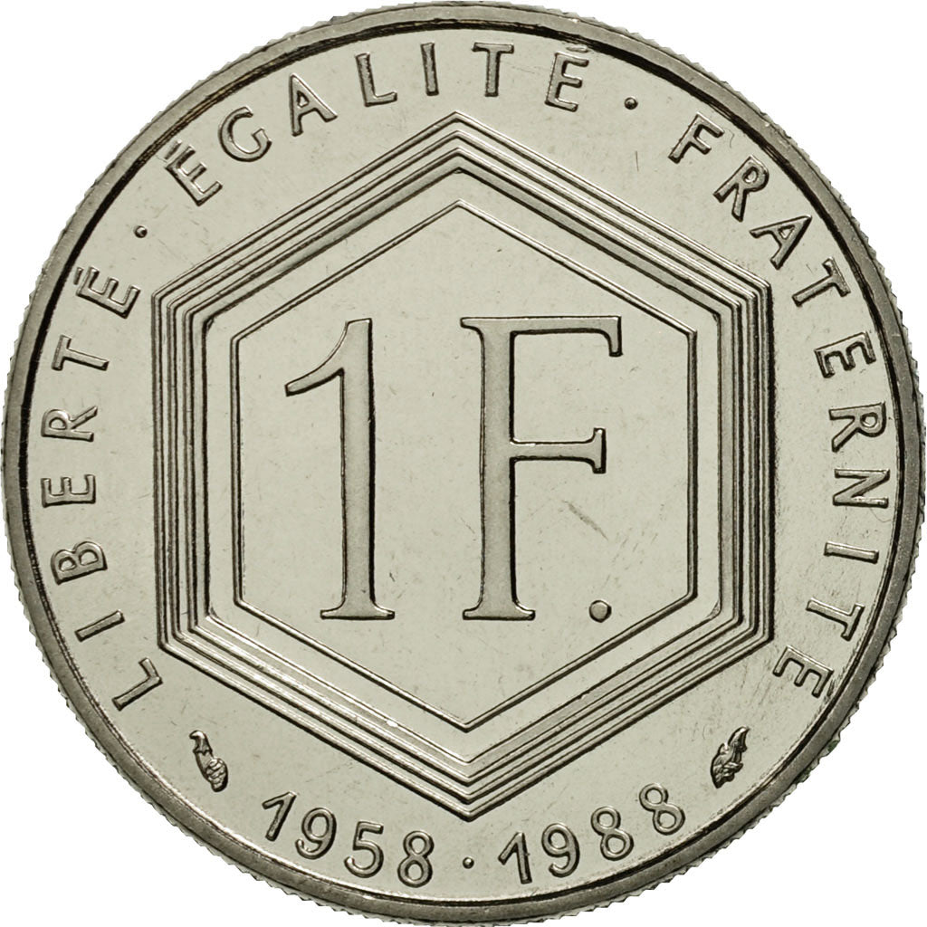 Munten, Frankrijk, Charles de Gaulle, Franc, 1988, Paris, FDC, Nickel, KM:963