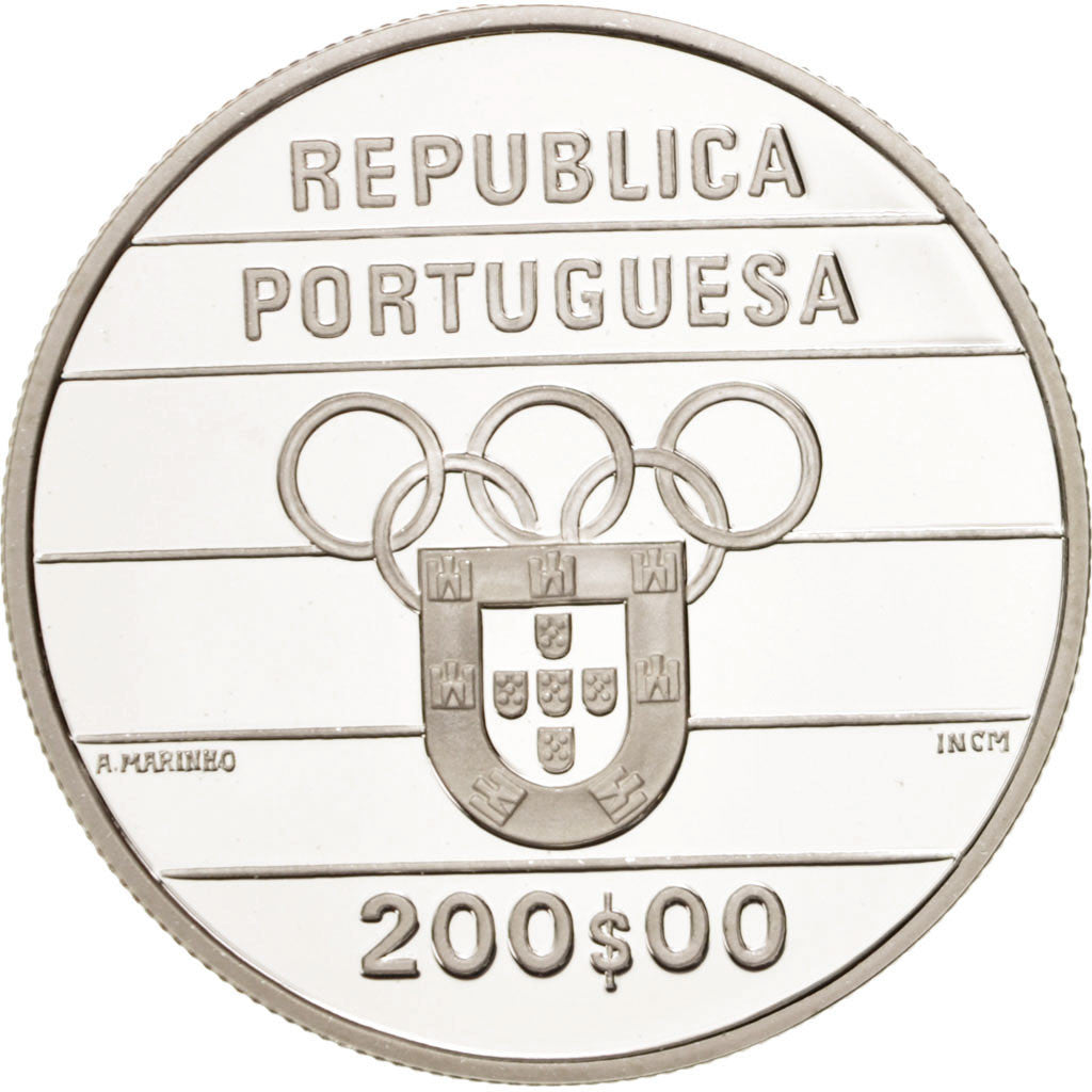 PORTUGAL, 200 Escudos, 1992, KM #662a, MS(65-70), Silver, 36, 26.50