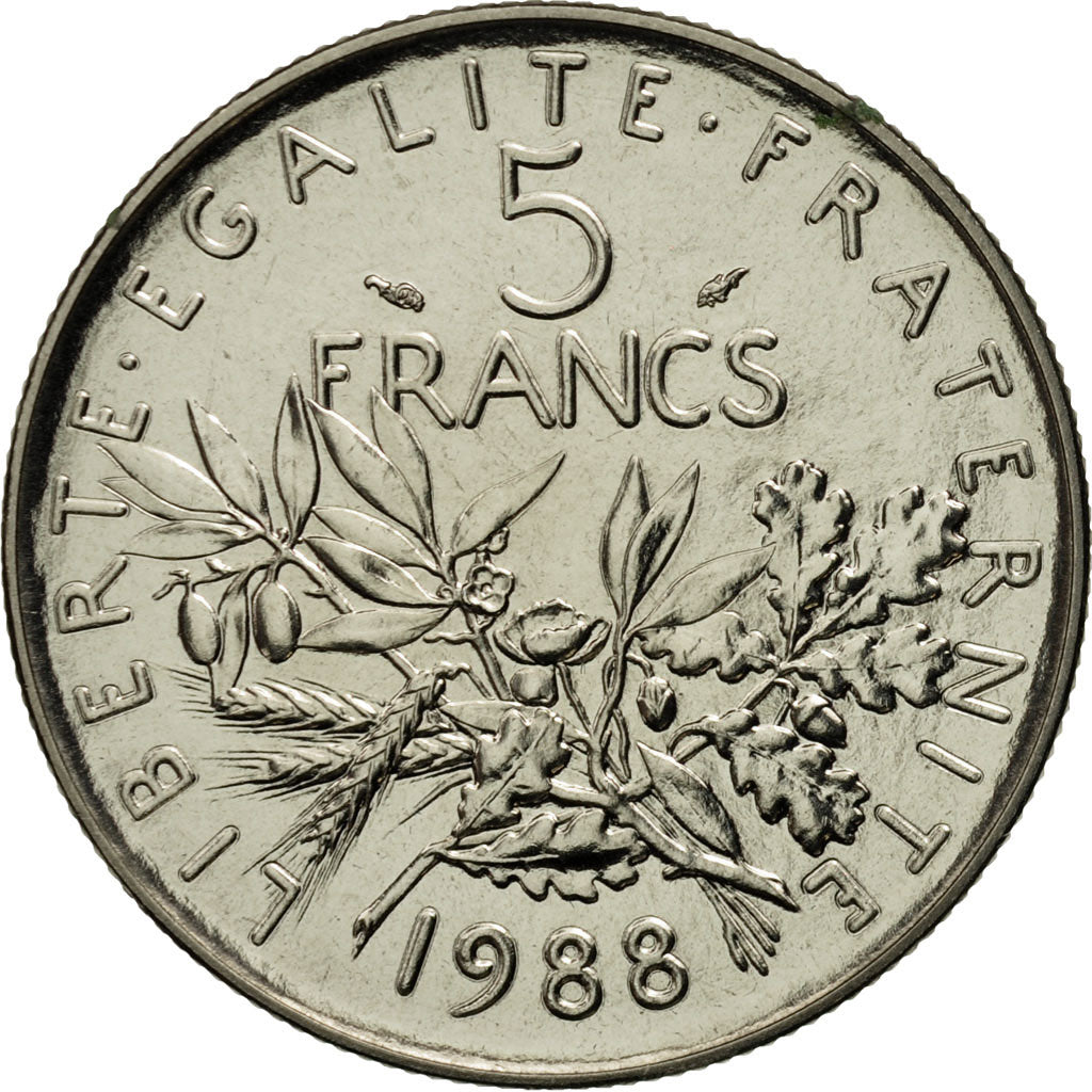 Coin, France, Semeuse, 5 Francs, 1988, Paris, MS(65-70), Nickel Clad