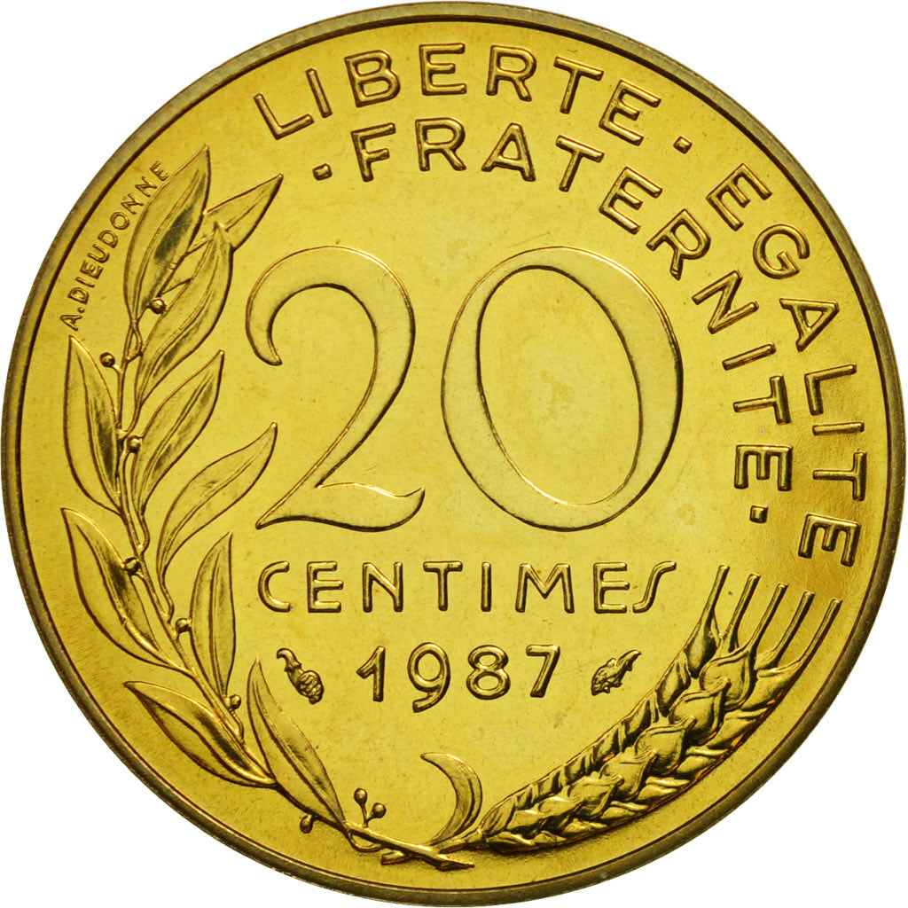 Monnaie, France, Marianne, 20 Centimes, 1987, Paris, FDC, Aluminum-Bronze