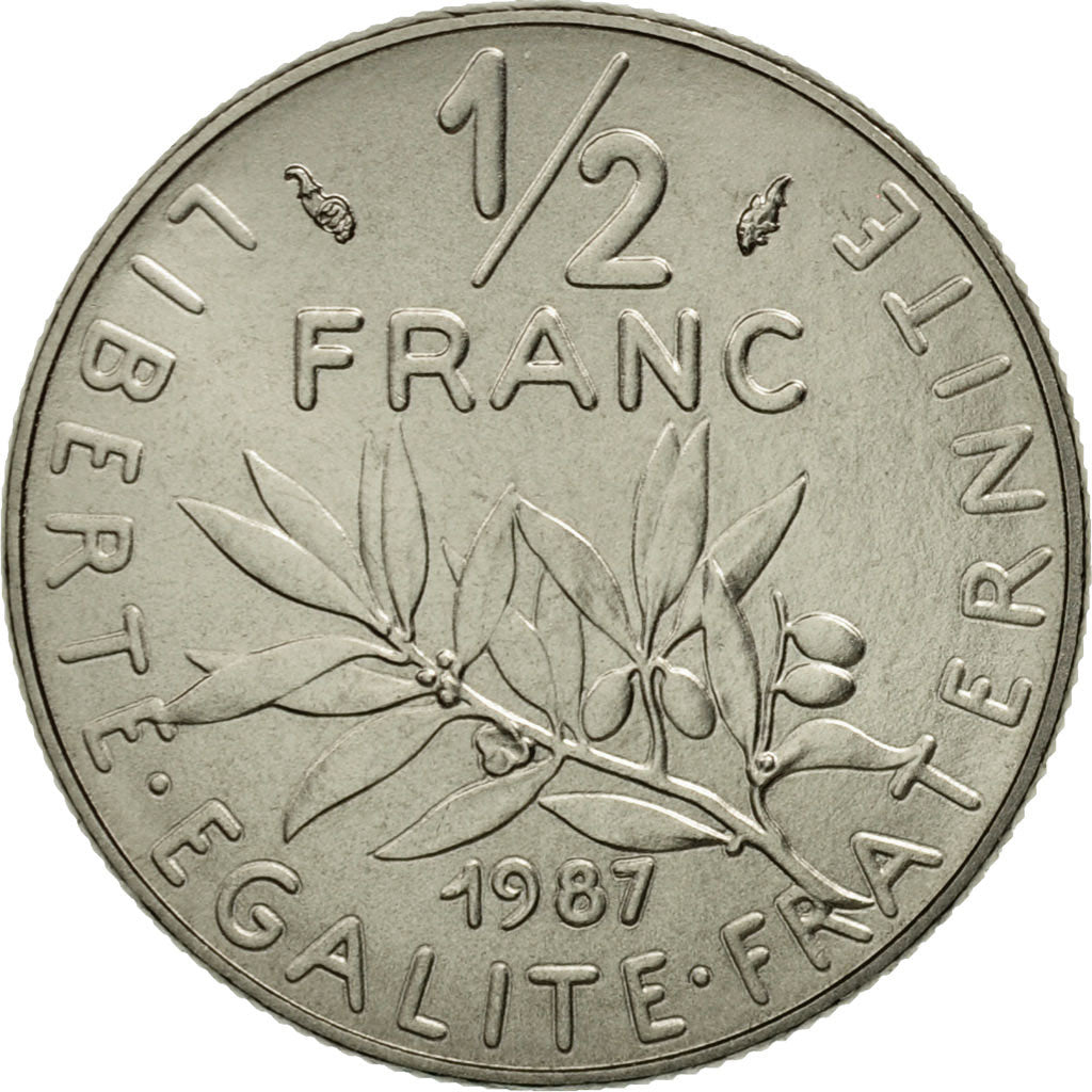 Moneta, Francia, Semeuse, 1/2 Franc, 1987, Paris, FDC, Nichel, KM:931.1