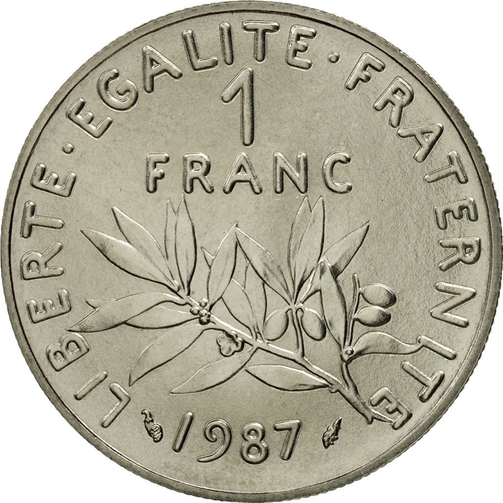Coin, France, Semeuse, Franc, 1987, Paris, MS(65-70), Nickel, KM:925.1