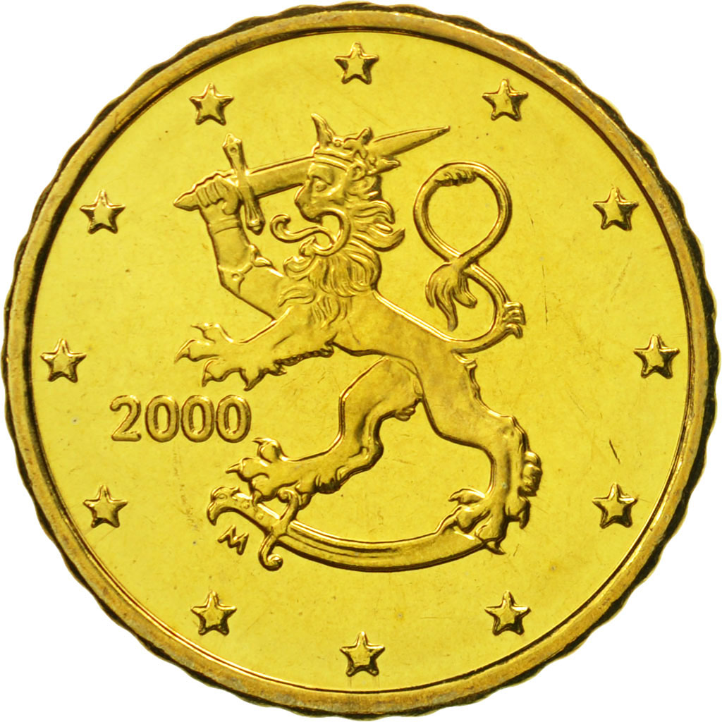 Finlandia, 10 Euro Cent, 2000, Vantaa, MS(65-70), Mosiądz, KM:101