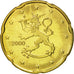 Finland, 20 Euro Cent, 2000, MS(65-70), Brass, KM:102