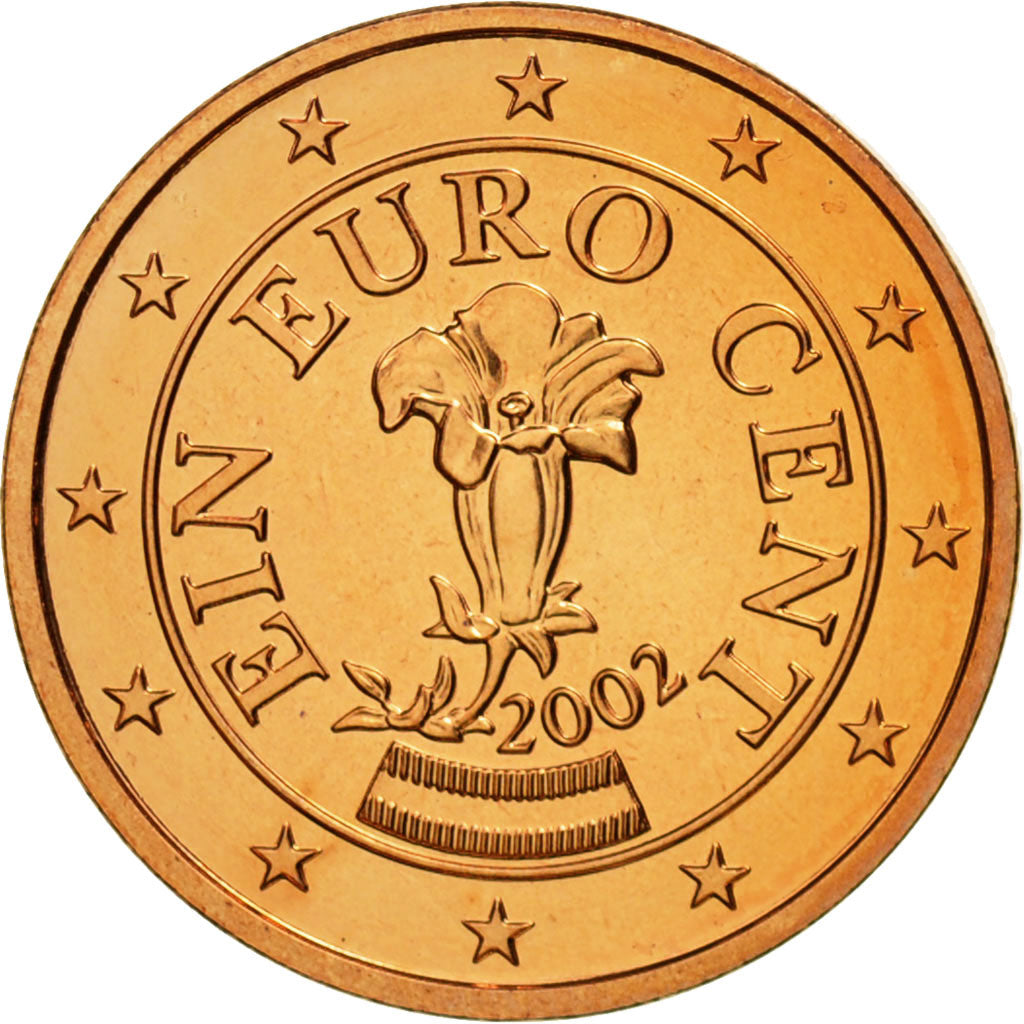 Austria, Euro Cent, 2002, MS(65-70), Copper Plated Steel, KM:3082