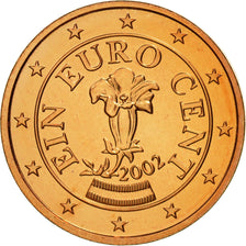 Austria, Euro Cent, 2002, MS(65-70), Copper Plated Steel, KM:3082