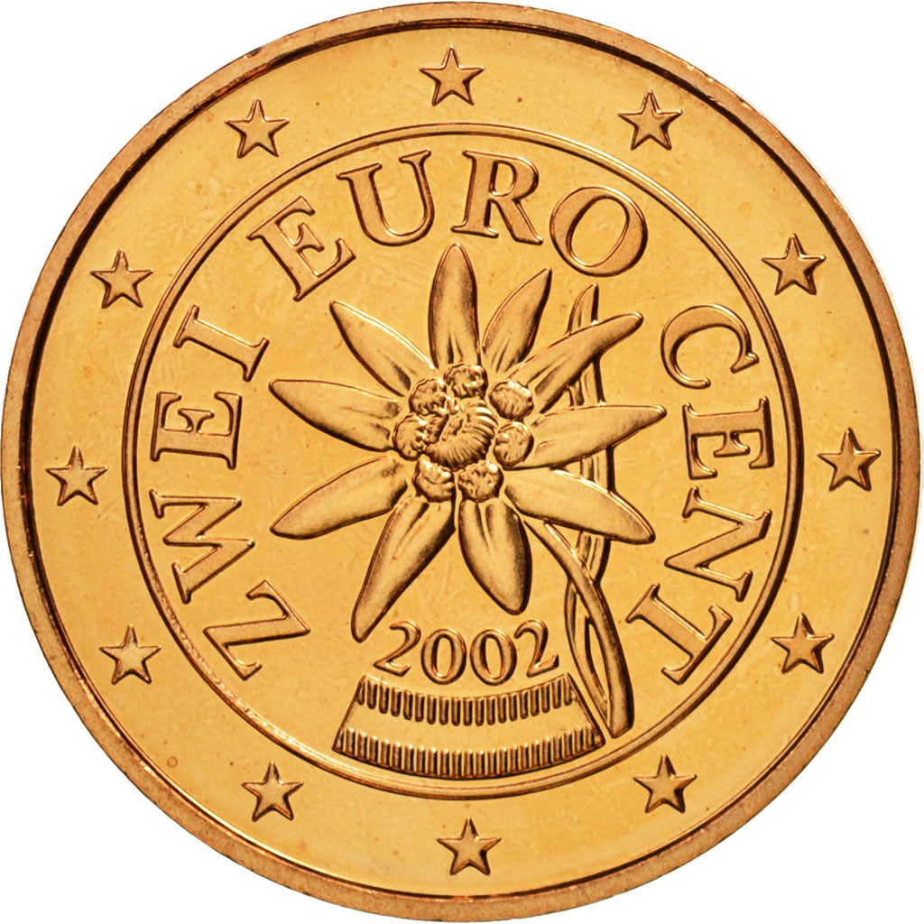 Austria, 2 Euro Cent, 2002, MS(65-70), Copper Plated Steel, KM:3083