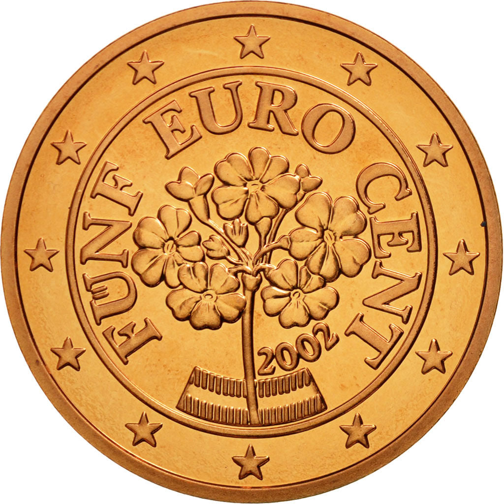 Austria, 5 Euro Cent, 2002, MS(65-70), Copper Plated Steel, KM:3084