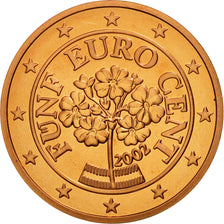 Österreich, 5 Euro Cent, 2002, STGL, Copper Plated Steel, KM:3084