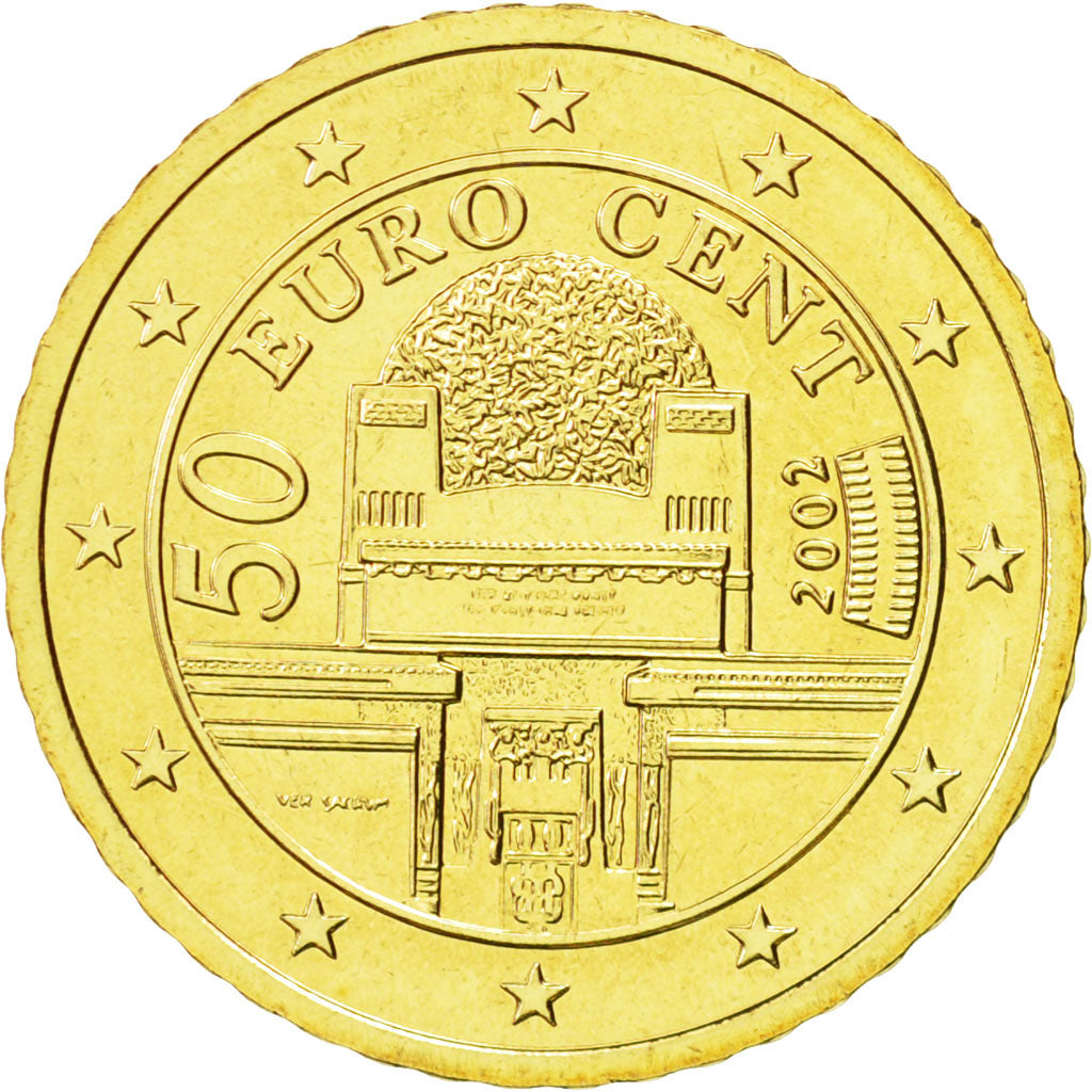 Österreich, 50 Euro Cent, 2002, STGL, Messing, KM:3087