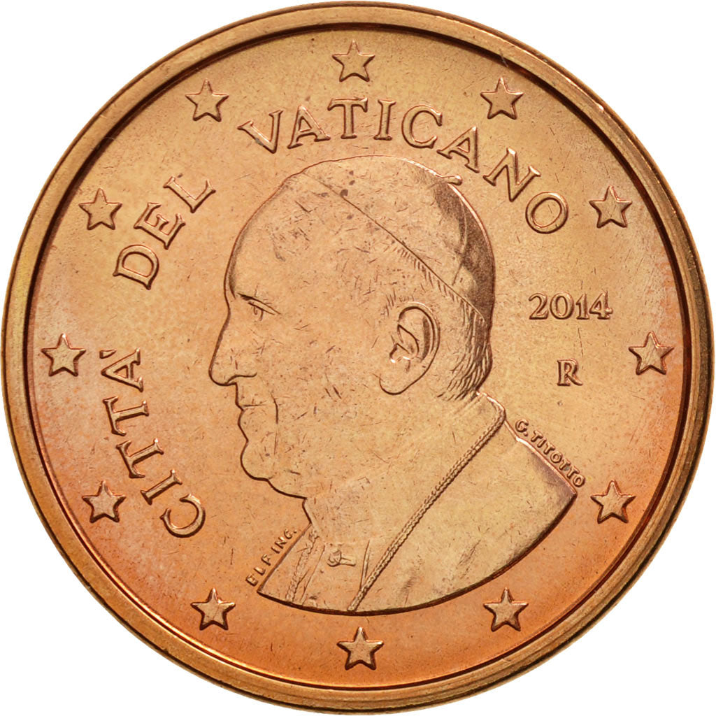 VATICAN CITY, 5 Euro Cent, 2014, MS(65-70), Copper Plated Steel