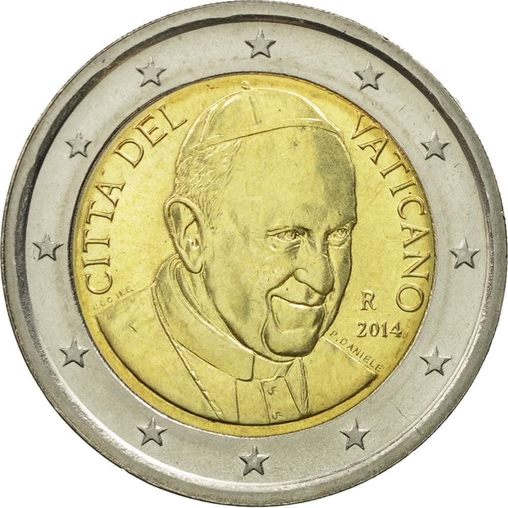 VATICAN CITY, 2 Euro, 2014, MS(65-70), Bi-Metallic